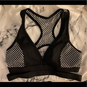 Forever 21 Black and Checkered Sports Bra Xs